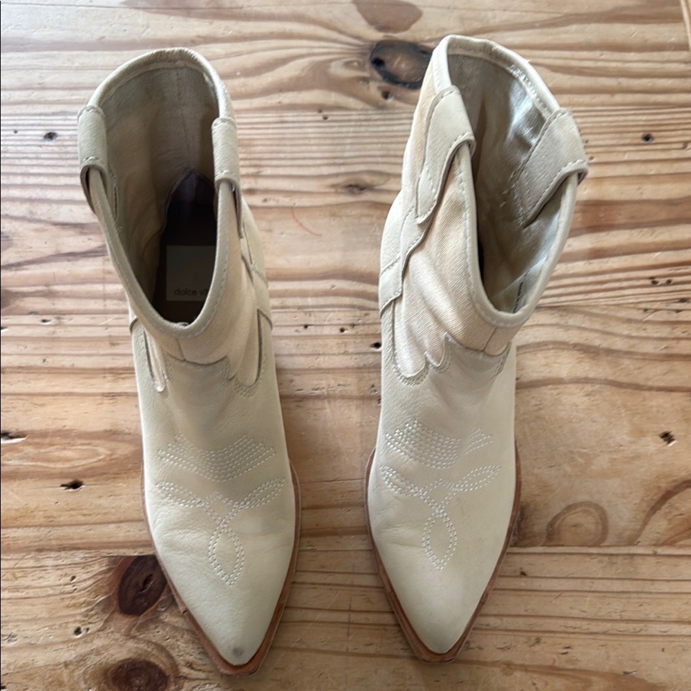 Dolce Vita Cream Ankle Booties with Pointed Toe